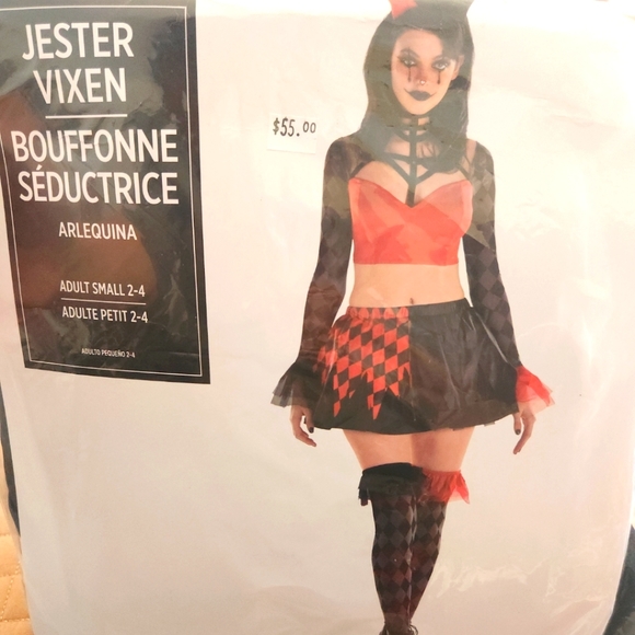 Jester Vixen Costume Fancy Dress Adult Small 2-4 Full Outfit - Picture 4 of 7